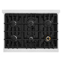 ZLINE 36 in. 5.2 cu. ft. Select Dual Fuel Range with 6 Burner Gas Cooktop and Electric Convection Oven in Satin Stainless Steel with White Matte Door, Open Box-Great Condition