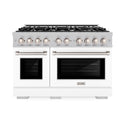 ZLINE 48 in. 6.7 cu. ft. Select Double Oven Dual Fuel Range with 8 Burner Gas Cooktop in Satin Stainless Steel with White Matte Doors, Open Box-Great Condition