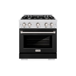 ZLINE 36 in. 5.2 cu. ft. Select Gas Range with 6 Burner Cooktop and Convection Gas Oven in Satin Stainless Steel with Black Matte Door (HGRS-BLM-36)