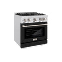 ZLINE 30 in. 4.2 cu. ft. Select Gas Range with 4 Burner Cooktop and Convection Gas Oven in Satin Stainless Steel with Black Matte Door, Open Box-Great Condition