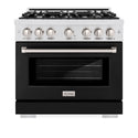 ZLINE 36 in. 5.2 cu. ft. Select Gas Range with 6 Burner Cooktop and Convection Gas Oven in Satin Stainless Steel with Black Matte Door, Open Box-Great Condition