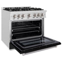 ZLINE 36 in. 5.2 cu. ft. Select Gas Range with 6 Burner Cooktop and Convection Gas Oven in Satin Stainless Steel with Black Matte Door, Open Box-Great Condition