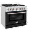 ZLINE 36 in. 5.2 cu. ft. Select Gas Range with 6 Burner Cooktop and Convection Gas Oven in Satin Stainless Steel with Black Matte Door, Open Box-Great Condition