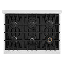 ZLINE 36 in. 5.2 cu. ft. Select Gas Range with 6 Burner Cooktop and Convection Gas Oven in Satin Stainless Steel with Black Matte Door, Open Box-Great Condition