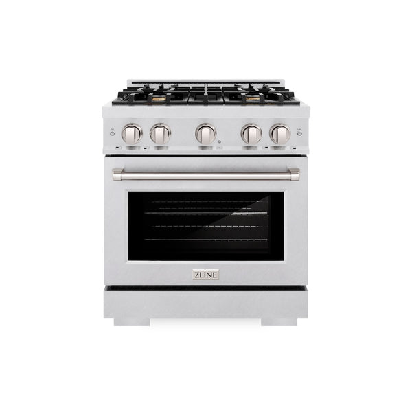 ZLINE 30 in. 4.2 cu. ft. Select Gas Range with Convection Gas Oven in Satin Stainless Steel with 4 Brass Burners, Open Box-Great Condition