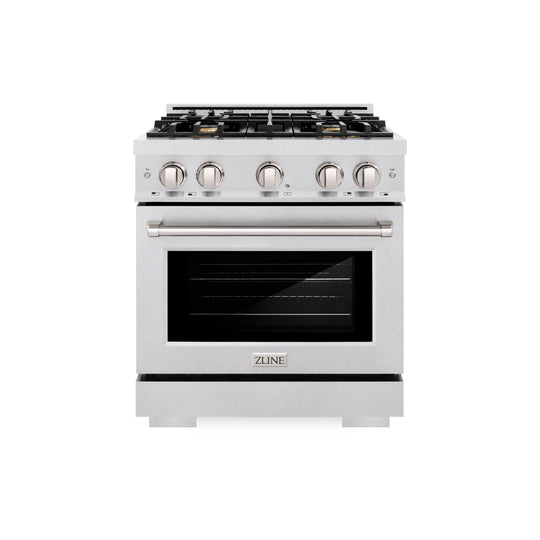 ZLINE 30 in. 4.2 cu. ft. Select Gas Range with Convection Gas Oven in Satin Stainless Steel with 4 Brass Burners (HGRS-BR-30)
