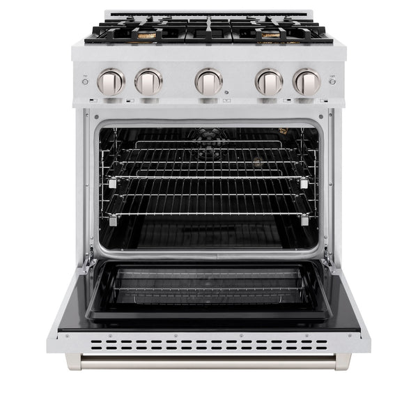ZLINE 30 in. 4.2 cu. ft. Select Gas Range with Convection Gas Oven in Satin Stainless Steel with 4 Brass Burners, Open Box-Great Condition