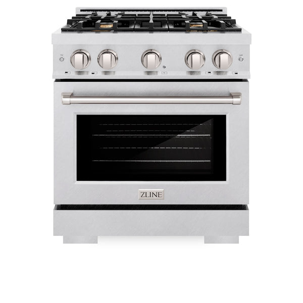 ZLINE 30 in. 4.2 cu. ft. Select Gas Range with Convection Gas Oven in Satin Stainless Steel with 4 Brass Burners, Open Box-Great Condition