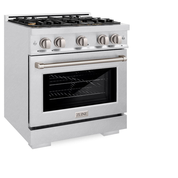 ZLINE 30 in. 4.2 cu. ft. Select Gas Range with Convection Gas Oven in Satin Stainless Steel with 4 Brass Burners, Open Box-Great Condition