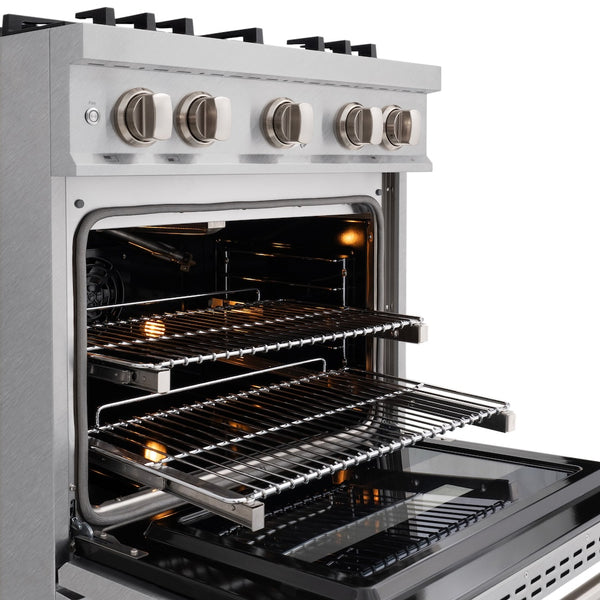 ZLINE 30 in. 4.2 cu. ft. Select Gas Range with Convection Gas Oven in Satin Stainless Steel with 4 Brass Burners, Open Box-Great Condition