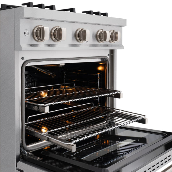 ZLINE 30 in. 4.2 cu. ft. Select Gas Range with Convection Gas Oven in Satin Stainless Steel with 4 Brass Burners (HGRS-BR-30)