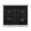 ZLINE 30 in. 4.2 cu. ft. Select Gas Range with Convection Gas Oven in Satin Stainless Steel with 4 Brass Burners, Open Box-Great Condition