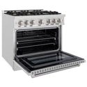 ZLINE 36 in. 5.2 cu. ft. Select Gas Range with Convection Gas Oven in Satin Stainless Steel with 6 Brass Burners, Open Box-Great Condition