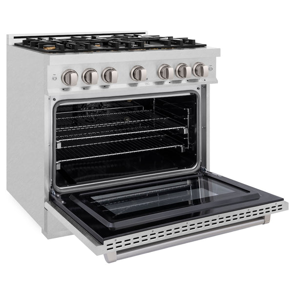 ZLINE 36 in. 5.2 cu. ft. Select Gas Range with Convection Gas Oven in Satin Stainless Steel with 6 Brass Burners, Open Box-Great Condition