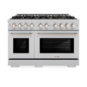 ZLINE 48 in. 6.7 cu. ft. Select Double Oven Gas Range in Satin Stainless Steel with 8 Brass Burners, Open Box-Great Condition
