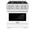 ZLINE 30 in. 4.2 cu. ft. Select Gas Range with 4 Burner Cooktop and Convection Gas Oven in Satin Stainless Steel with White Matte Door (HGRS-WM-30)