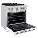 ZLINE 30 in. 4.2 cu. ft. Select Gas Range with 4 Burner Cooktop and Convection Gas Oven in Satin Stainless Steel with White Matte Door (HGRS-WM-30)