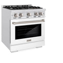 ZLINE 30 in. 4.2 cu. ft. Select Gas Range with 4 Burner Cooktop and Convection Gas Oven in Satin Stainless Steel with White Matte Door (HGRS-WM-30)