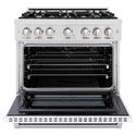 ZLINE 36 in. 5.2 cu. ft. Select Gas Range with 6 Burner Cooktop and Convection Gas Oven in Satin Stainless Steel with White Matte Door, Open Box-Great Condition