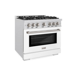 ZLINE 36 in. 5.2 cu. ft. Select Gas Range with 6 Burner Cooktop and Convection Gas Oven in Satin Stainless Steel with White Matte Door, Open Box-Great Condition