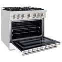 ZLINE 36 in. 5.2 cu. ft. Select Gas Range with 6 Burner Cooktop and Convection Gas Oven in Satin Stainless Steel with White Matte Door, Open Box-Great Condition