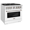 ZLINE 36 in. 5.2 cu. ft. Select Gas Range with 6 Burner Cooktop and Convection Gas Oven in Satin Stainless Steel with White Matte Door (HGRS-WM-36)