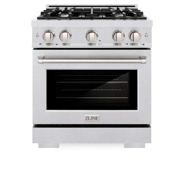 ZLINE 30 in. 4.2 cu. ft. Select Gas Range with 4 Burner Cooktop and Convection Gas Oven in Satin Stainless Steel (HGRS-30)