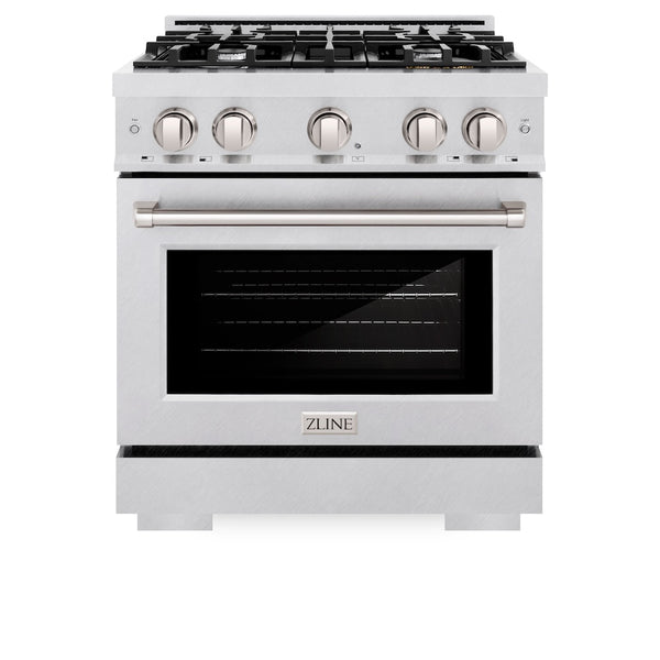 ZLINE 30 in. 4.2 cu. ft. Select Gas Range with 4 Burner Cooktop and Convection Gas Oven in Satin Stainless Steel, Open Box-Great Condition