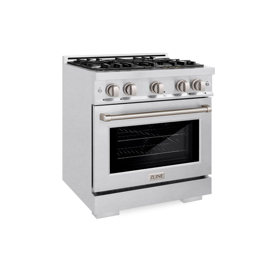 ZLINE 30 in. 4.2 cu. ft. Select Gas Range with 4 Burner Cooktop and Convection Gas Oven in Satin Stainless Steel (HGRS-30)