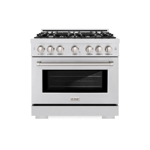 ZLINE 36 in. 5.2 cu. ft. Select Gas Range with 6 Burner Cooktop and Convection Gas Oven in Satin Stainless Steel, Open Box-Great Condition