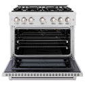 ZLINE 36 in. 5.2 cu. ft. Select Gas Range with 6 Burner Cooktop and Convection Gas Oven in Satin Stainless Steel, Open Box-Great Condition