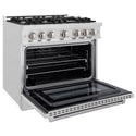 ZLINE 36 in. 5.2 cu. ft. Select Gas Range with 6 Burner Cooktop and Convection Gas Oven in Satin Stainless Steel, Open Box-Great Condition