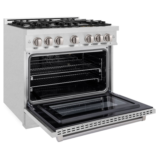 ZLINE 36 in. 5.2 cu. ft. Select Gas Range with 6 Burner Cooktop and Convection Gas Oven in Satin Stainless Steel, Open Box-Great Condition