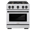 ZLINE Autograph Edition 30 in. 4.2 cu. ft. Select Gas Range with 4 Burner Cooktop and Convection Gas Oven in Satin Stainless Steel and Matte Black Accents, Open Box-Great Condition
