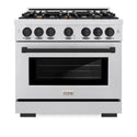 ZLINE Autograph Edition 36 in. 5.2 cu. ft. Select Gas Range with 6 Burner Cooktop and Convection Gas Oven in Satin Stainless Steel and Matte Black Accents (HGRSZ-36-MB)