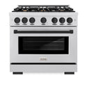 ZLINE Autograph Edition 36 in. 5.2 cu. ft. Select Gas Range with 6 Burner Cooktop and Convection Gas Oven in Satin Stainless Steel and Matte Black Accents, Open Box-Great Condition
