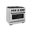 ZLINE Autograph Edition 36 in. 5.2 cu. ft. Select Gas Range with 6 Burner Cooktop and Convection Gas Oven in Satin Stainless Steel and Matte Black Accents (HGRSZ-36-MB)