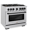 ZLINE Autograph Edition 36 in. 5.2 cu. ft. Select Gas Range with 6 Burner Cooktop and Convection Gas Oven in Satin Stainless Steel and Matte Black Accents (HGRSZ-36-MB)