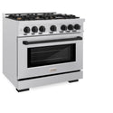 ZLINE Autograph Edition 36 in. 5.2 cu. ft. Select Gas Range with 6 Burner Cooktop and Convection Gas Oven in Satin Stainless Steel and Matte Black Accents, Open Box-Great Condition