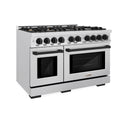 ZLINE Autograph Edition 48 in. 6.7 cu. ft. Select Double Oven Gas Range with 8 Burner Cooktop in Satin Stainless Steel and Matte Black Accents (HGRSZ-48-MB)