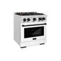 ZLINE Autograph Edition 30 in. 4.2 cu. ft. Select Gas Range with 4 Burner Cooktop and Convection Gas Oven in Satin Stainless Steel with White Matte Door and Matte Black Accents (HGRSZ-WM-30-MB)