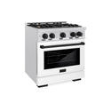 ZLINE Autograph Edition 30 in. 4.2 cu. ft. Select Gas Range with 4 Burner Cooktop and Convection Gas Oven in Satin Stainless Steel with White Matte Door and Matte Black Accents, Open Box-Great Condition