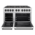 ZLINE Autograph Edition 48 in. 6.7 cu. ft. Select Double Oven Gas Range with 8 Burner Cooktop in Satin Stainless Steel with White Matte Doors and Matte Black Accents (HGRSZ-WM-48-MB)
