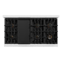 ZLINE Autograph Edition 48 in. 6.7 cu. ft. Select Double Oven Gas Range with 8 Burner Cooktop in Satin Stainless Steel with Black Matte Doors and Polished Gold Accents, Open Box-Great Condition