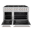 ZLINE 48 in. 6.7 cu. ft. Select Double Oven Gas Range with 8 Burner Cooktop in Satin Stainless Steel with White Matte Doors, Open Box-Great Condition