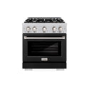 ZLINE 30 in. 4.2 cu. ft. Select Dual Fuel Range with 4 Burner Gas Cooktop and Electric Convection Oven in Stainless Steel with Black Matte Door, Open Box-Great Condition