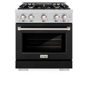 ZLINE 30 in. 4.2 cu. ft. Select Dual Fuel Range with 4 Burner Gas Cooktop and Electric Convection Oven in Stainless Steel with Black Matte Door (HDR-BLM-30)