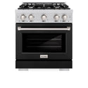 ZLINE 30 in. 4.2 cu. ft. Select Dual Fuel Range with 4 Burner Gas Cooktop and Electric Convection Oven in Stainless Steel with Black Matte Door, Open Box-Great Condition