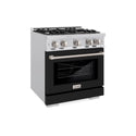 ZLINE 30 in. 4.2 cu. ft. Select Dual Fuel Range with 4 Burner Gas Cooktop and Electric Convection Oven in Stainless Steel with Black Matte Door, Open Box-Great Condition