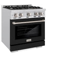 ZLINE 30 in. 4.2 cu. ft. Select Dual Fuel Range with 4 Burner Gas Cooktop and Electric Convection Oven in Stainless Steel with Black Matte Door, Open Box-Great Condition